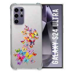 Coque Transparente Pour Samsung Galaxy S24 Ultra Papillon Multicolore