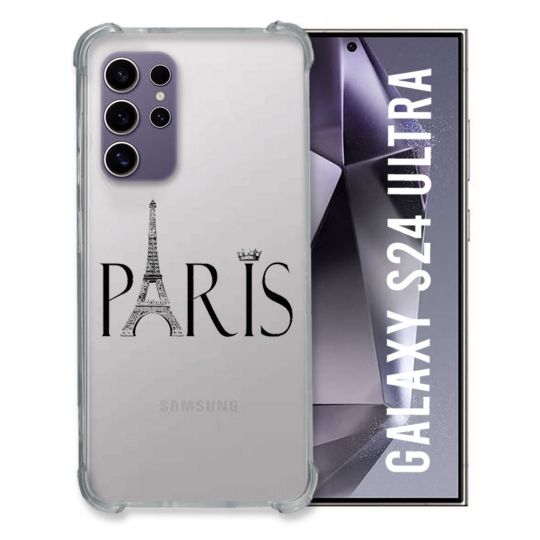 Coque Transparente Pour Samsung Galaxy S24 Ultra Paris Noir