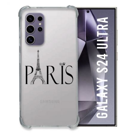 Coque Transparente Pour Samsung Galaxy S24 Ultra Paris Noir
