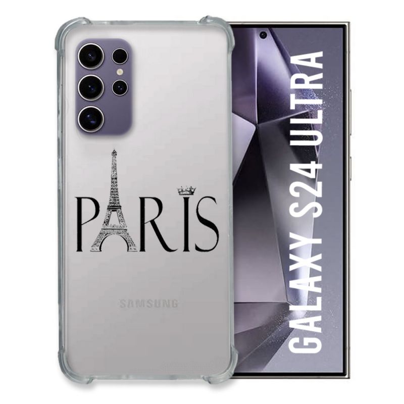 Coque Transparente Pour Samsung Galaxy S24 Ultra Paris Noir
