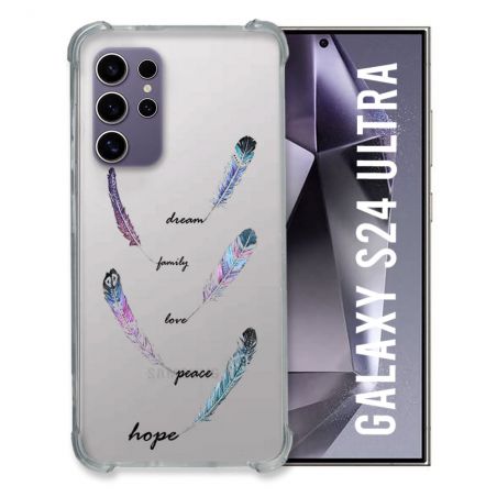 Coque Transparente Pour Samsung Galaxy S24 Ultra Plume Couleur