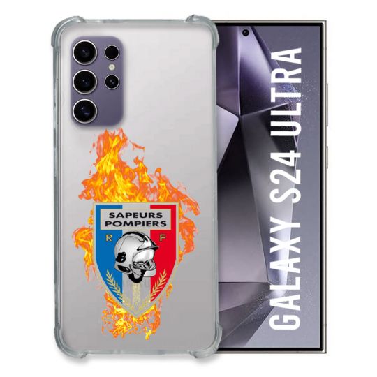Coque Transparente Pour Samsung Galaxy S24 Ultra Pompier Feu