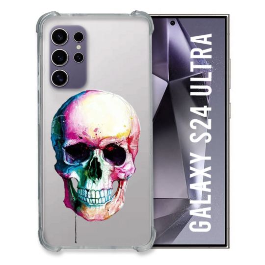 Coque Transparente Pour Samsung Galaxy S24 Ultra Skull Head Crane Colore