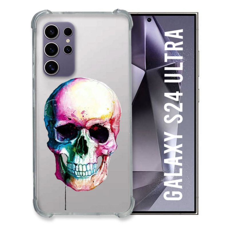 Coque Transparente Pour Samsung Galaxy S24 Ultra Skull Head Crane Colore