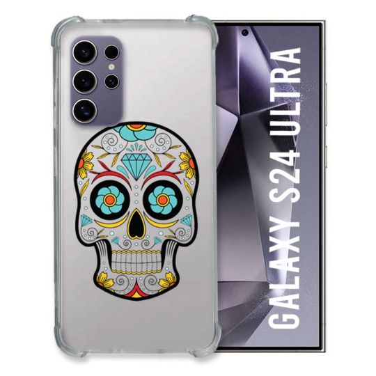 Coque Transparente Pour Samsung Galaxy S24 Ultra Tete Mort Color