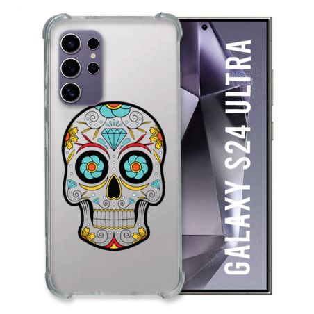 Coque Transparente Pour Samsung Galaxy S24 Ultra Tete Mort Color