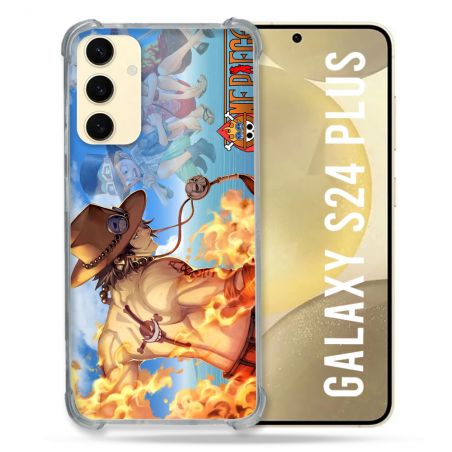 Coque Renforcée En Verre Trempé Pour Samsung Galaxy S24 Plus Manga One Piece Ace Color