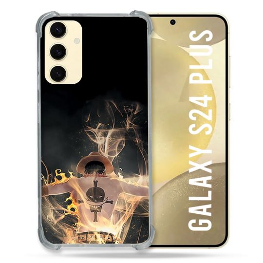 Coque Renforcée En Verre Trempé Pour Samsung Galaxy S24 Plus Manga One Piece Ace Noir