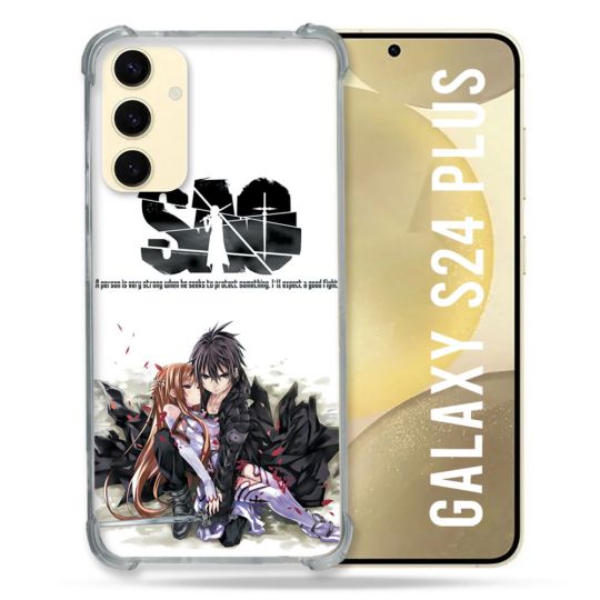 Coque Renforcée En Verre Trempé Pour Samsung Galaxy S24 Plus Manga SAO sword Art Online Blanc