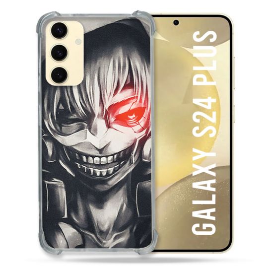 Coque Renforcée En Verre Trempé Pour Samsung Galaxy S24 Plus Manga Tokyo Ghoul Kaneki Noir