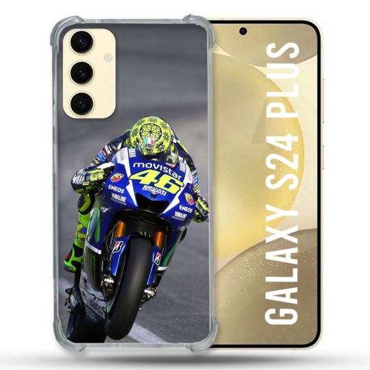 Coque Renforcée En Verre Trempé Pour Samsung Galaxy S24 Plus Moto Course GP Wheeling 46