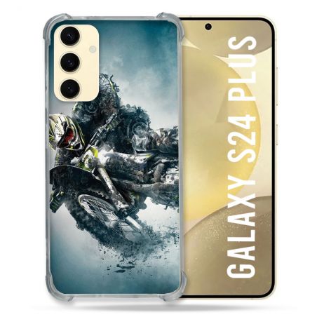Coque Renforcée En Verre Trempé Pour Samsung Galaxy S24 Plus Moto Cross Ombre