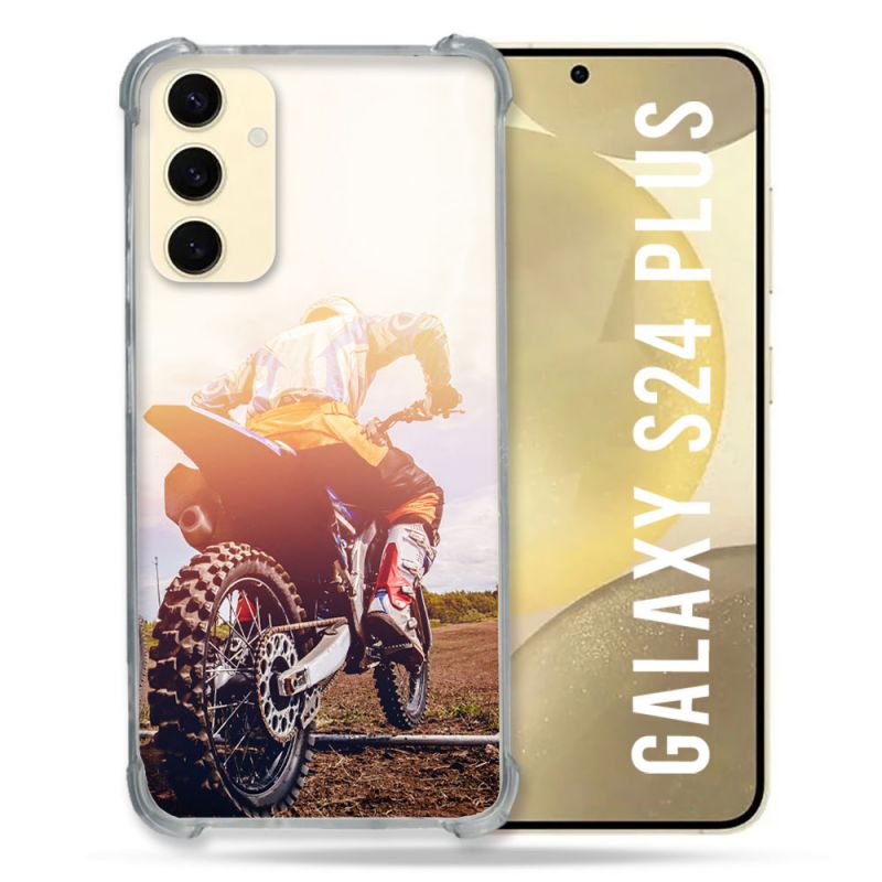 Coque Renforcée En Verre Trempé Pour Samsung Galaxy S24 Plus Moto Cross Soleil