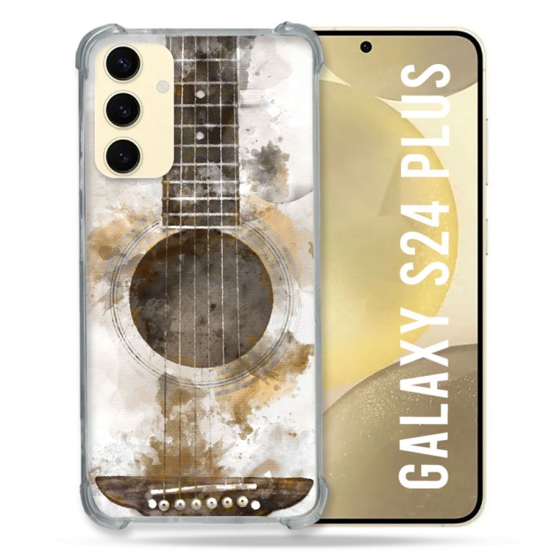 Coque Renforcée En Verre Trempé Pour Samsung Galaxy S24 Plus Musique Guitare Tag
