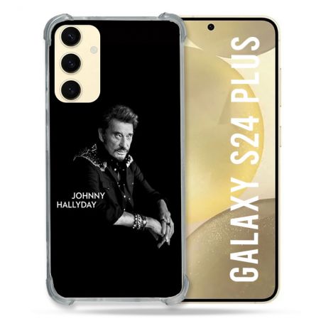 Coque Renforcée En Verre Trempé Pour Samsung Galaxy S24 Plus Musique Johnny Hallyday Noir