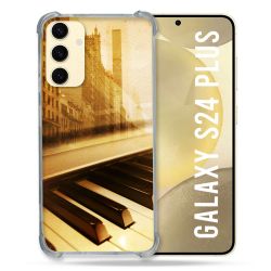 Coque Renforcée En Verre Trempé Pour Samsung Galaxy S24 Plus Musique Piano Retro