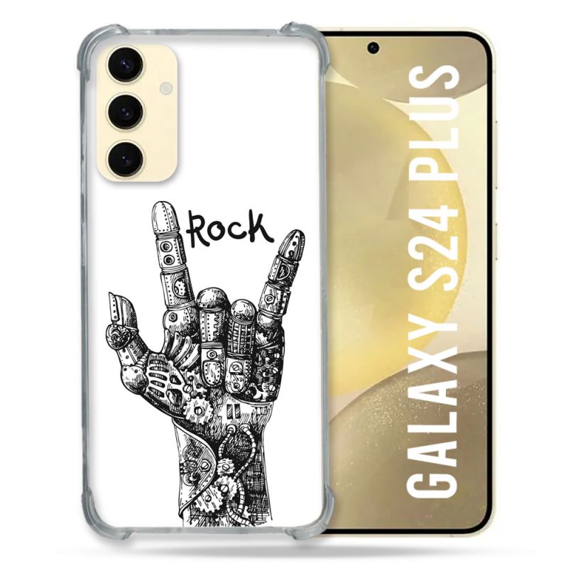 Coque Renforcée En Verre Trempé Pour Samsung Galaxy S24 Plus Musique Rock Main