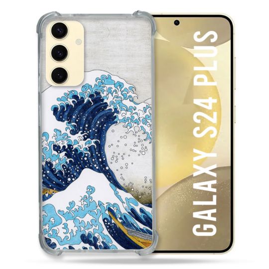 Coque Renforcée En Verre Trempé Pour Samsung Galaxy S24 Plus Peinture La Grande Vague