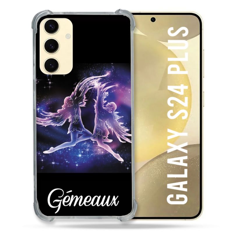 Coque Renforcée En Verre Trempé Pour Samsung Galaxy S24 Plus Signe Zodiaque 2 Gémeaux