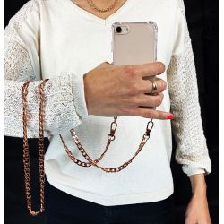 Coque Transparente Pour Samsung Galaxy S24 Lanière / Cordon Metal Plate Or Rose