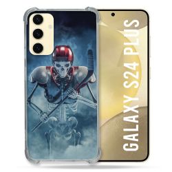 Coque Renforcée En Verre Trempé Pour Samsung Galaxy S24 Plus Sport Hockey Squelette