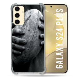 Coque Renforcée En Verre Trempé Pour Samsung Galaxy S24 Plus Sport Rugby Ballon Vintage