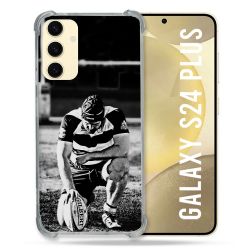 Coque Renforcée En Verre Trempé Pour Samsung Galaxy S24 Plus Sport Rugby Noir Blanc