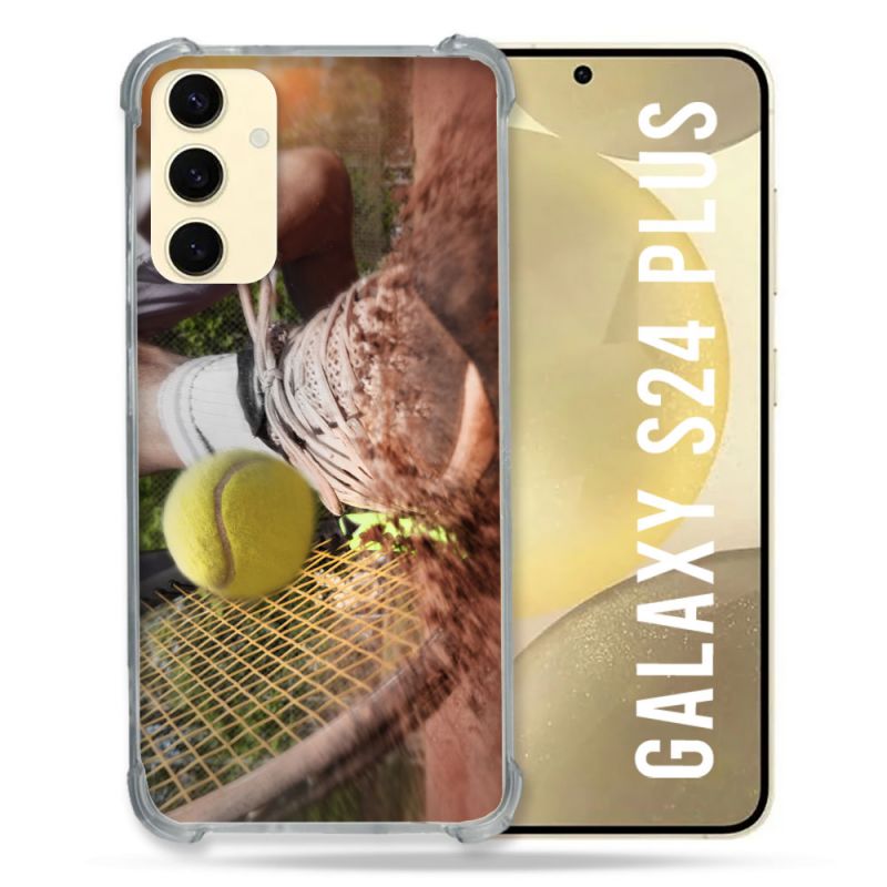 Coque Renforcée En Verre Trempé Pour Samsung Galaxy S24 Plus Sport Tennis Glissade