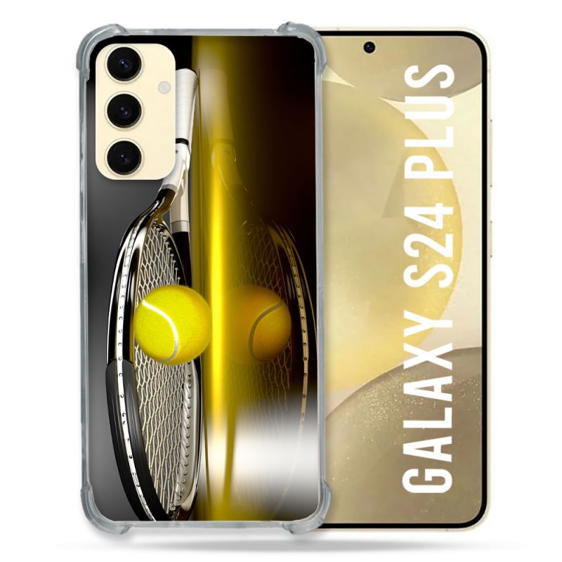 Coque Renforcée En Verre Trempé Pour Samsung Galaxy S24 Plus Sport Tennis Reflet