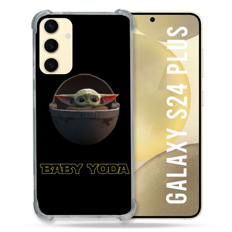 Coque Renforcée En Verre Trempé Pour Samsung Galaxy S24 Plus Star Wars - Yoda bebe noir