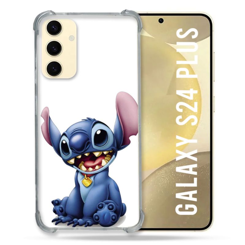 Coque Renforcée En Verre Trempé Pour Samsung Galaxy S24 Plus Stitch Blanc