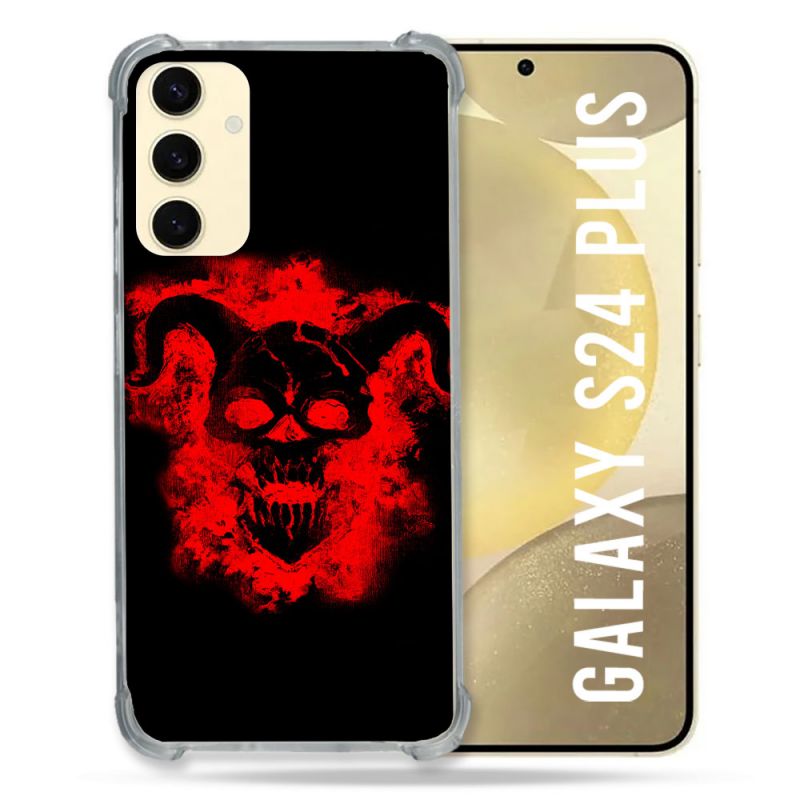 Coque Renforcée En Verre Trempé Pour Samsung Galaxy S24 Plus Tete de Mort Diable