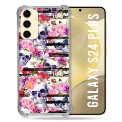 Coque Renforcée En Verre Trempé Pour Samsung Galaxy S24 Plus Tete de Mort Pattern