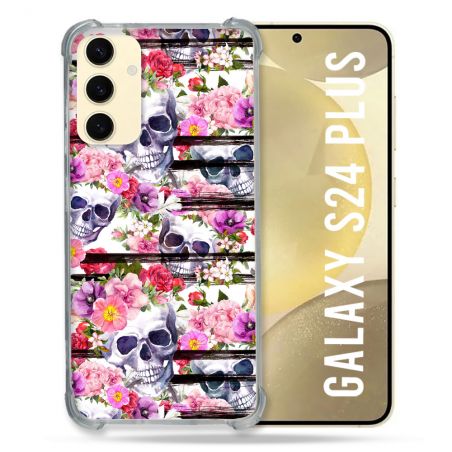 Coque Renforcée En Verre Trempé Pour Samsung Galaxy S24 Plus Tete de Mort Pattern