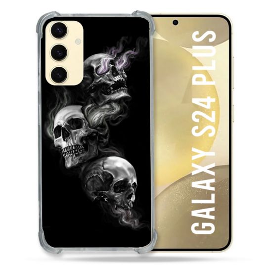 Coque Renforcée En Verre Trempé Pour Samsung Galaxy S24 Plus Tete de Mort Triple