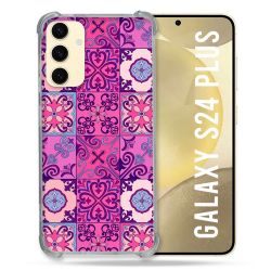 Coque Renforcée En Verre Trempé Pour Samsung Galaxy S24 Plus Texture Carreau Ciment Violet