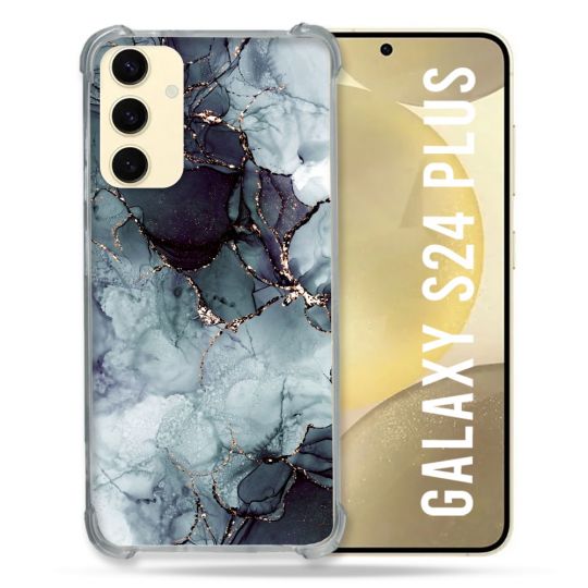 Coque Renforcée En Verre Trempé Pour Samsung Galaxy S24 Plus Texture Marbre Gris