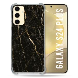 Coque Renforcée En Verre Trempé Pour Samsung Galaxy S24 Plus Texture Marbre Noir