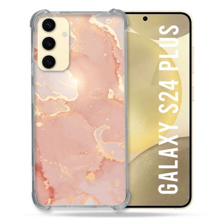Coque Renforcée En Verre Trempé Pour Samsung Galaxy S24 Plus Texture Marbre Rose
