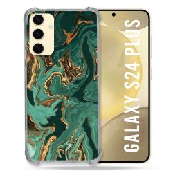 Coque Renforcée En Verre Trempé Pour Samsung Galaxy S24 Plus Texture Marbre Vert