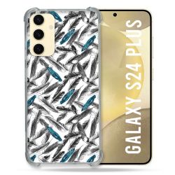 Coque Renforcée En Verre Trempé Pour Samsung Galaxy S24 Plus Texture Plume Canard
