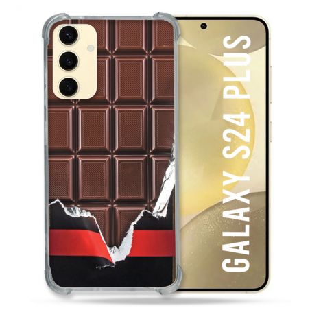 Coque Renforcée En Verre Trempé Pour Samsung Galaxy S24 Plus Texture Trompe Oeil Chocolat