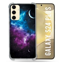 Coque Renforcée En Verre Trempé Pour Samsung Galaxy S24 Plus Univers Bleu Violet