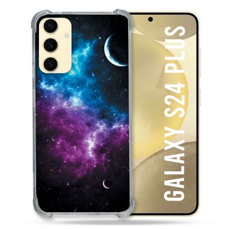 Coque Renforcée En Verre Trempé Pour Samsung Galaxy S24 Plus Univers Bleu Violet
