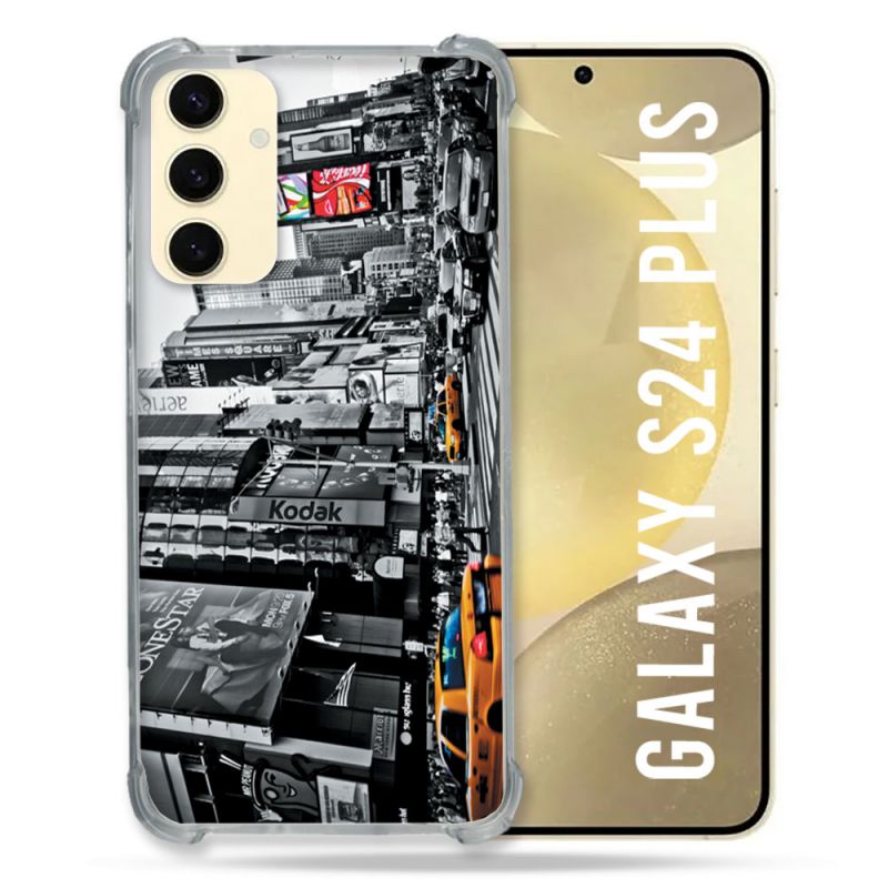 Coque Renforcée En Verre Trempé Pour Samsung Galaxy S24 Plus Voyage Amerique USA New York Taxi