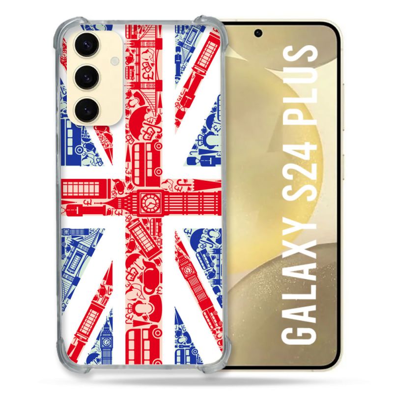 Coque Renforcée En Verre Trempé Pour Samsung Galaxy S24 Plus Voyage Angleterre Blanc