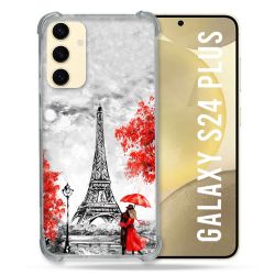 Coque Renforcée En Verre Trempé Pour Samsung Galaxy S24 Plus Voyage France Paris Rouge