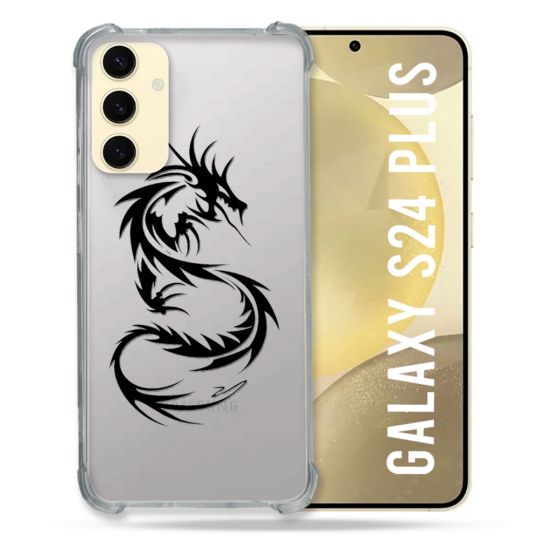 Coque Transparente Pour Samsung Galaxy S24 Plus Dragon Noir