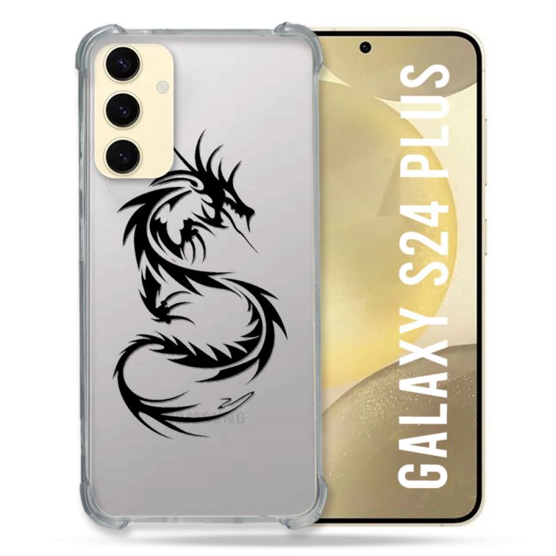 Coque Transparente Pour Samsung Galaxy S24 Plus Dragon Noir