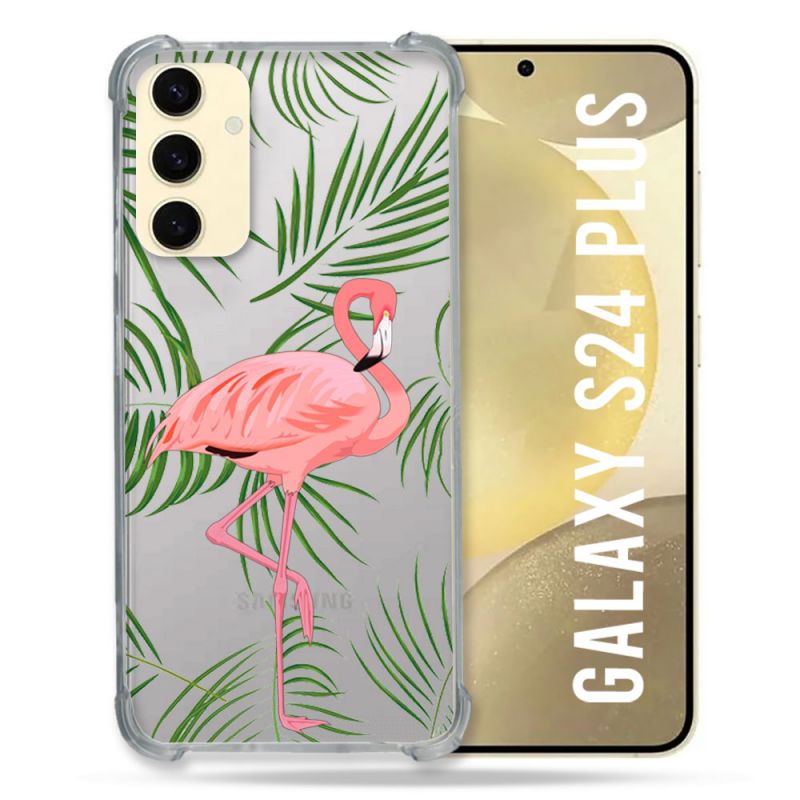 Coque Transparente Pour Samsung Galaxy S24 Plus Flamant Rose